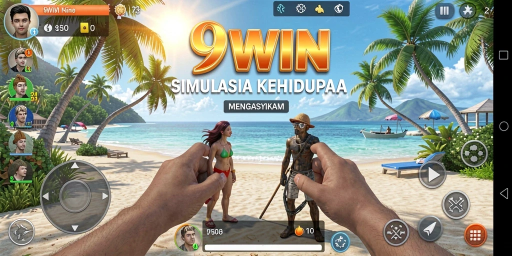 Tampilan gameplay 9WIN menunjukkan interaksi karakter yang dinamis.