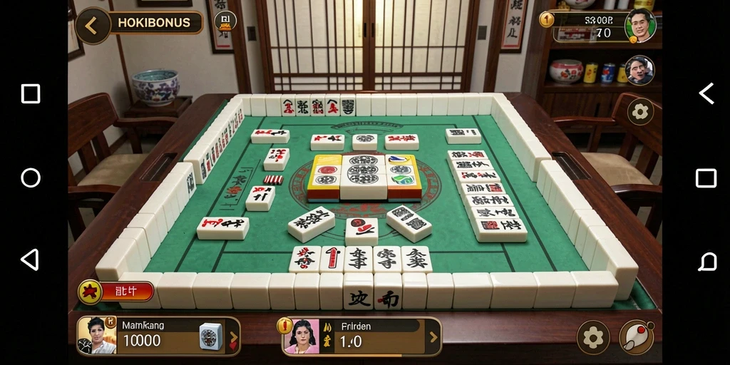 Tampilan gameplay HOKIBONUS dengan berbagai strategi Mahjong yang menarik.