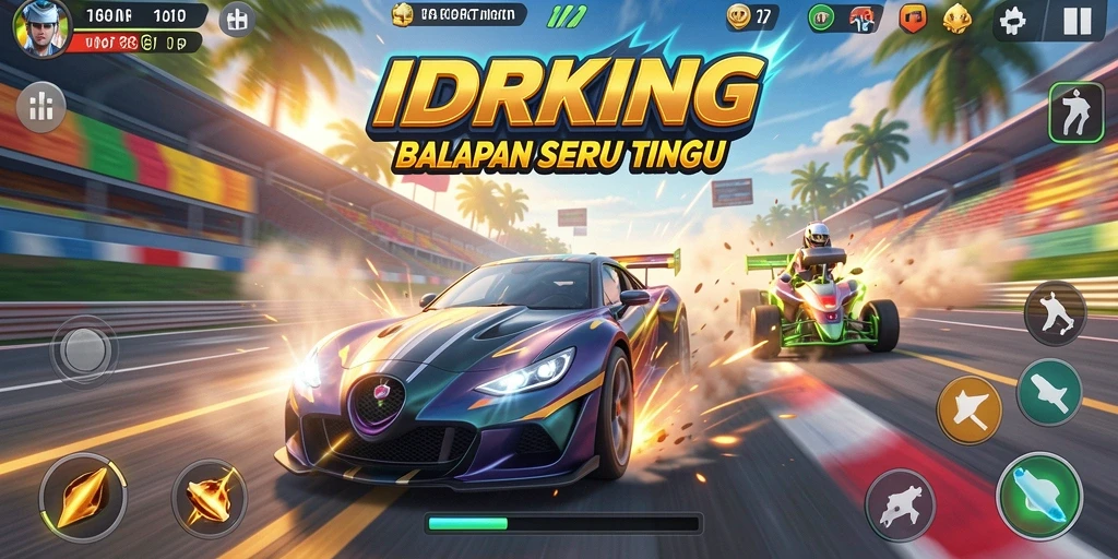 Tampilan gameplay seru di trek balapan IDRKING