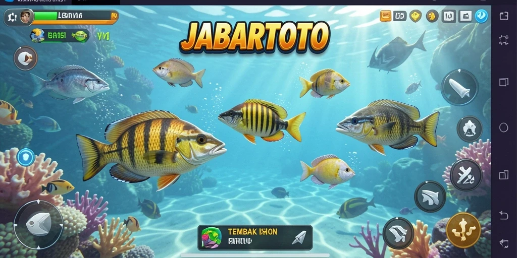 Tampilan gameplay JABARTOTO dengan aksi menembak ikan yang seru.