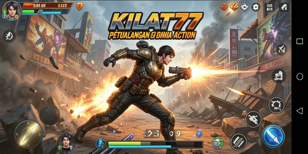 Tampilan aksi mendebarkan dalam gameplay KILAT77.