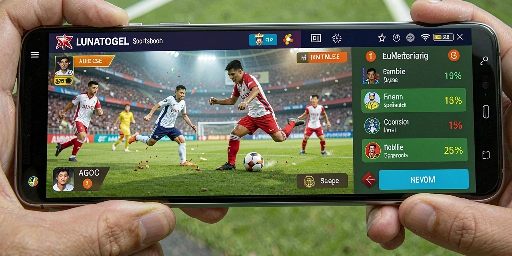 Screenshot gameplay LUNATOGEL dengan tampilan taruhan olahraga.