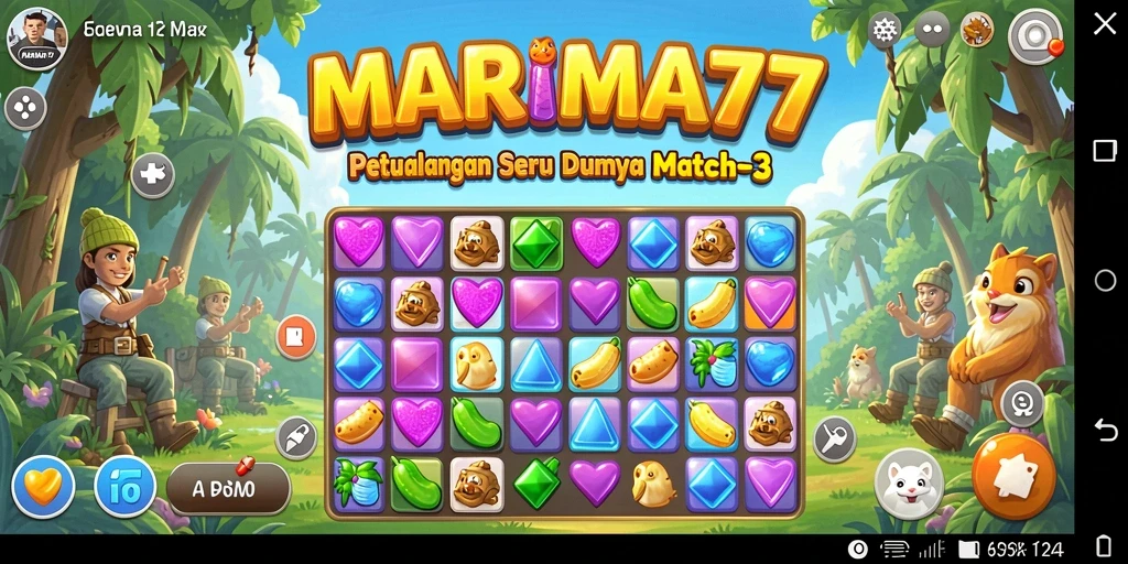Screenshot menunjukkan gameplay Match-3 yang seru dan menarik.