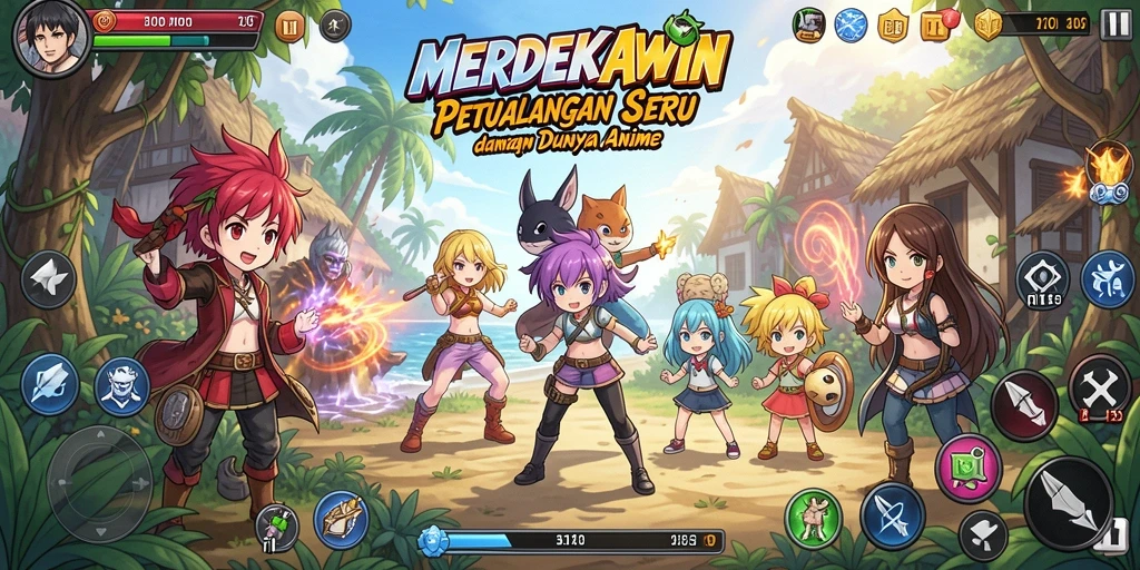 Tampilan gameplay seru dari MERDEKAWIN yang penuh color dan karakter.