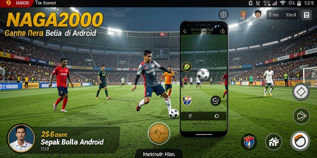 Tampilan gameplay dinamis NAGA2000 dengan aksi sepak bola mendebarkan.