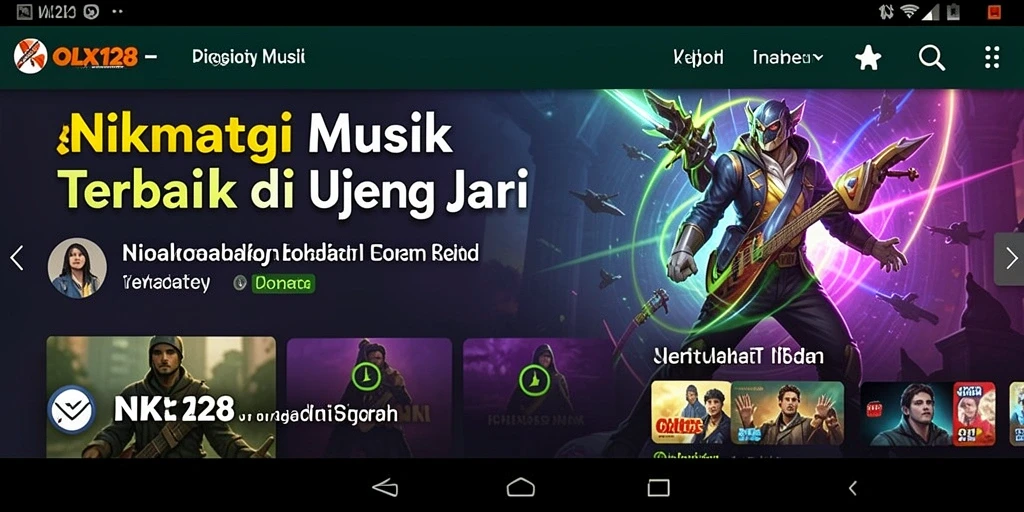 Screenshot gameplay OLX128 menampilkan interaksi pengguna dengan musik.