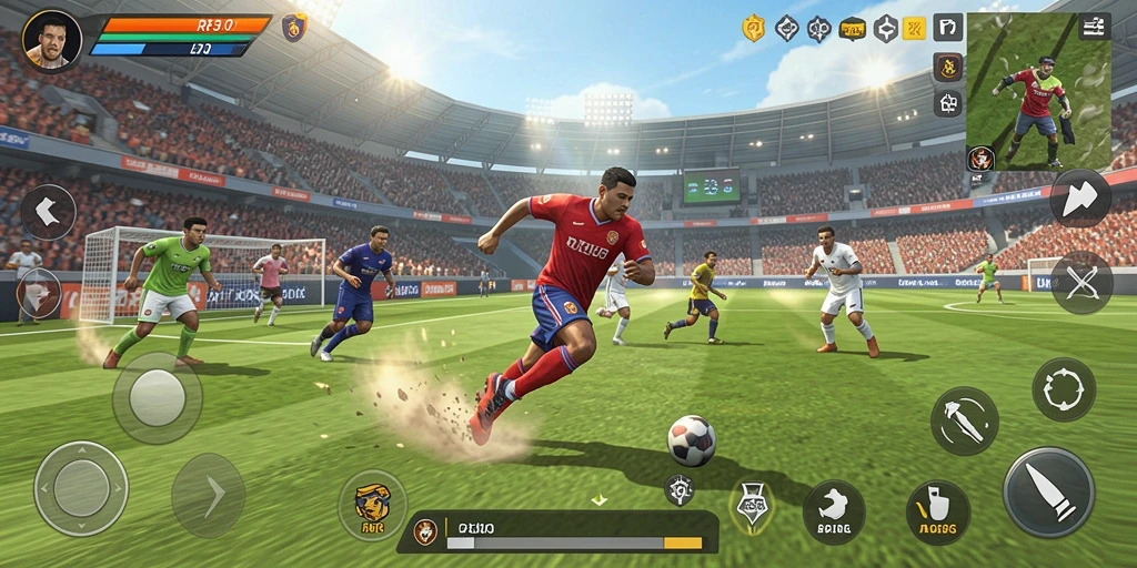 Tampilan gameplay seru dalam RR33 dengan laga olahraga mendebarkan.