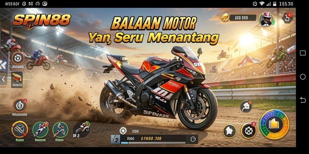 Gameplay SPIN88 yang mendebarkan dalam balapan motor.