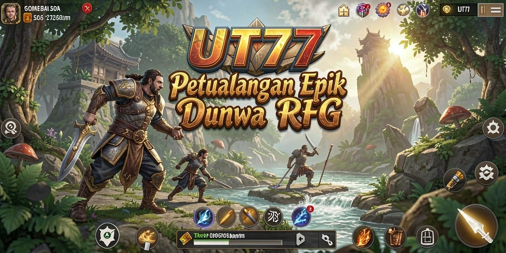 Screenshot UT77 menunjukkan aksi pertarungan epik dalam dunia RPG.